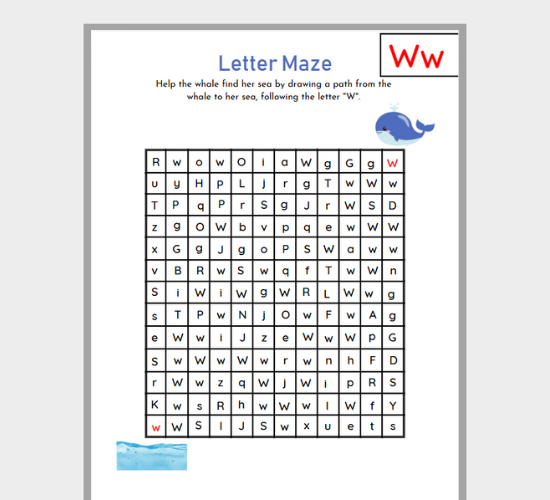 Letter Ww Maze Adventure