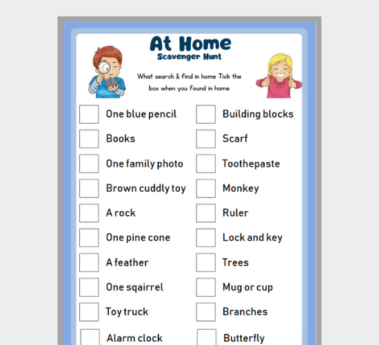 At-Home Scavenger Hunt for Young Learners