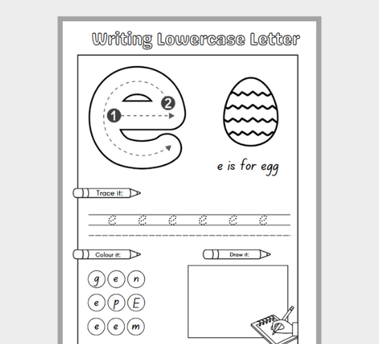 Lowercase Letter e Fun Practice