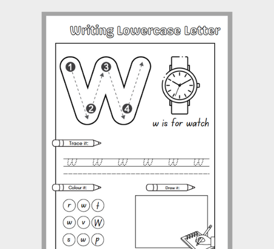 Lowercase Letter w Fun Practice