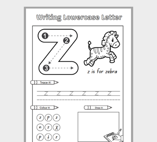 Lowercase Letter z Fun Practice