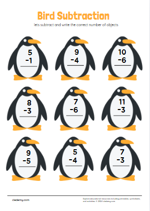 Subtracting Penguins: Math Practice
