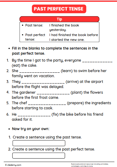 Past Perfect Tense Grade 5