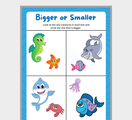 Bigger or Smaller: Sea Creature Fun