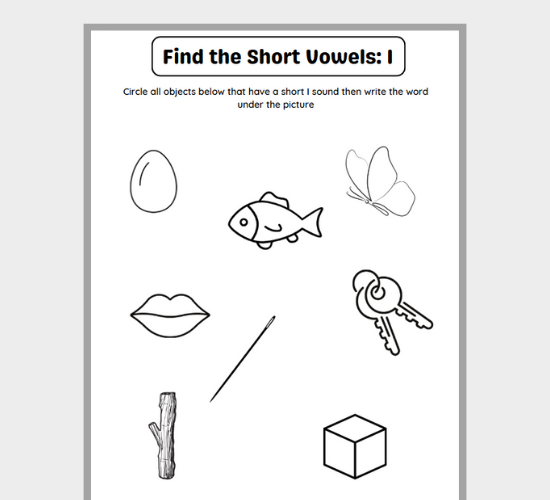 Circle the Objects with a Short 'I' Sound