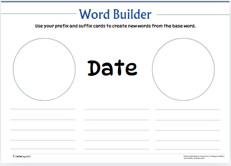 Prefix and Suffix Word Builder Cards
