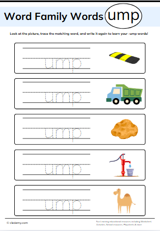 Trace, Write, and Learn- Ump Words