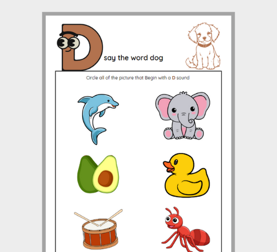 D Sound Words: Circle the D Pictures