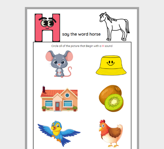 H Sound Words: Circle the H Pictures