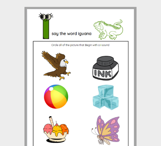 I Sound Words: Circle the I Pictures