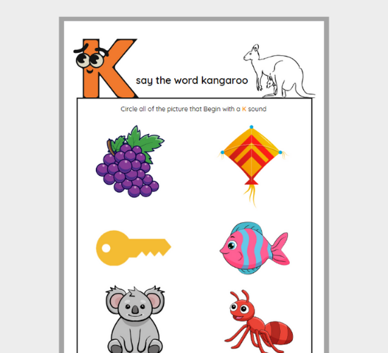 K Sound Words: Circle the K Pictures