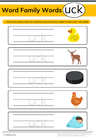 Trace, Write, and Learn Uck Words