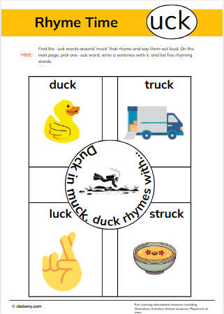 Rhyme Match With- Uck Words