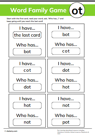 Who Has? Ot Words Family Game