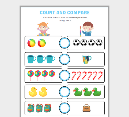 Count and Compare: Using , or =