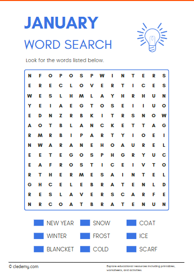January Word Search
