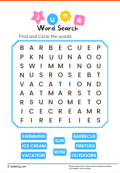 June Word Search