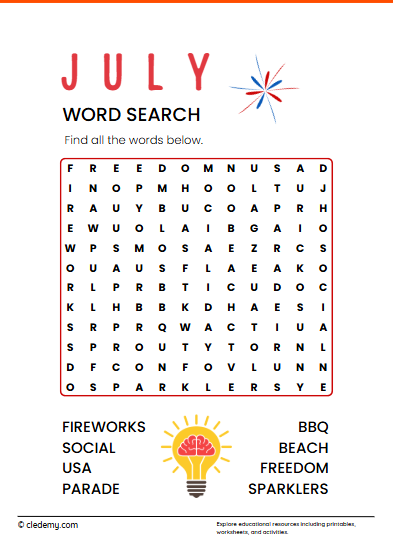 July Word Search