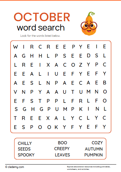October Word Search