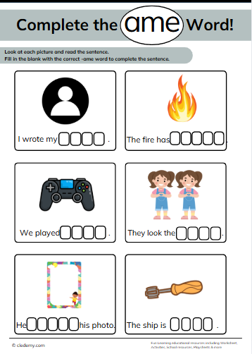 Complete the Ame Words