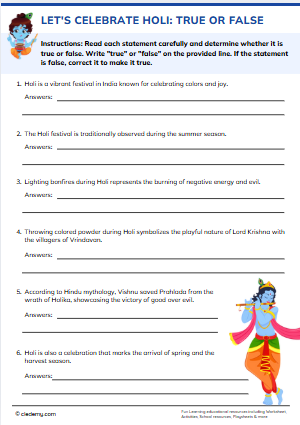 Let's Celebrate Holi: True or False