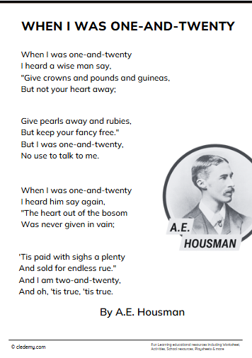 Analyzing Poetry: “When I Was One-and-Twenty”