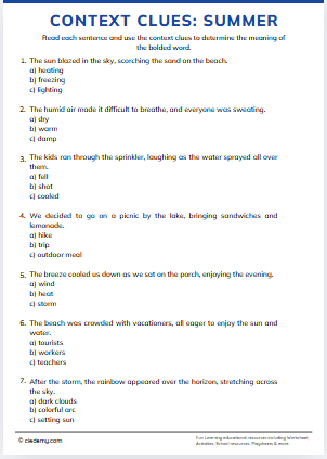 Word Detective: Context Clues Summer Activity