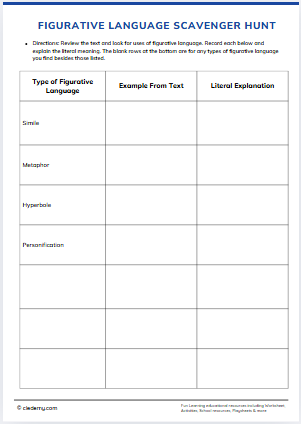 Figurative Language Scavenger Hunt