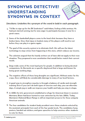 Synonyms Detective! Understanding Synonyms in Context