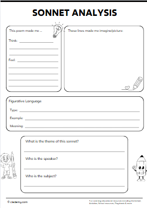 Sonnet Analysis Graphic Organizer