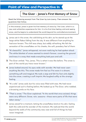 Targeted Reading Skills Practice: Point of View and Perspective In  The Giver