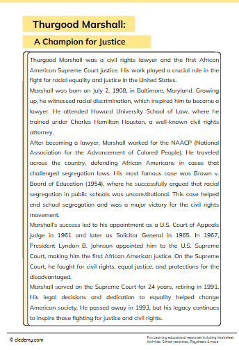 Thurgood Marshall a Champion for Justice