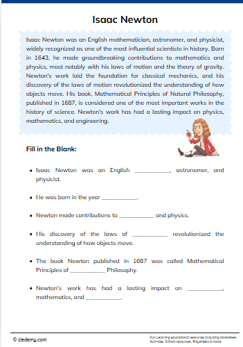 isaac Newton Reading Comprehension