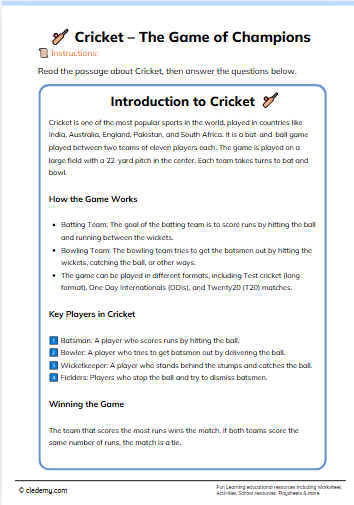 Cricket the Game of Champions