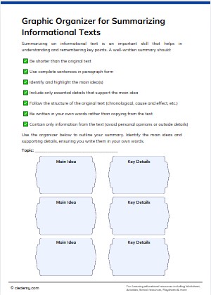 Graphic Organizer for Summarizing Informational Texts