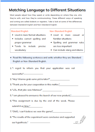 Matching Language to Different Situations