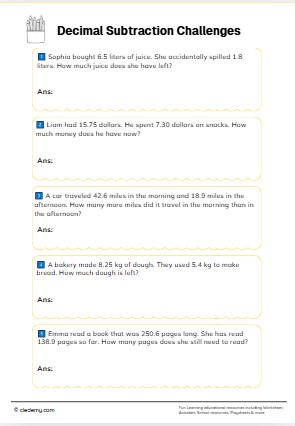 Decimal Subtraction Challenges