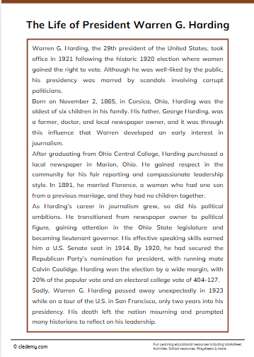 The Life of President Warren G. Harding