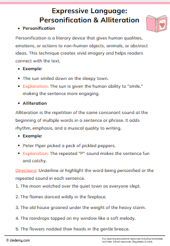 Expressive Language: Personification & Alliteration