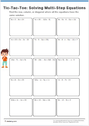 Tic-Tac-Toe: Solving Multi-Step Equations