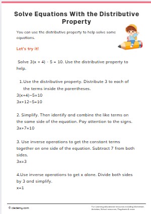 Solve Equations With the Distributive Property