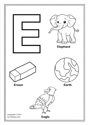 Letter E Coloring Page