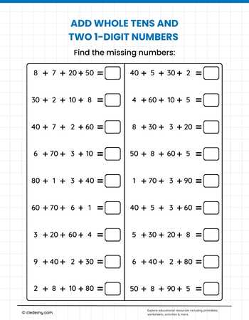Add Whole Tens and Two 1-Digit Numbers