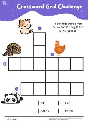 Animal Crossword Grid