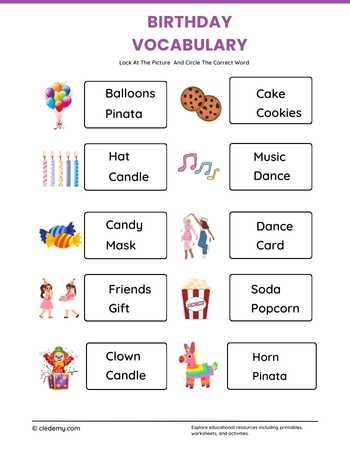 Birthday Medium Vocabulary