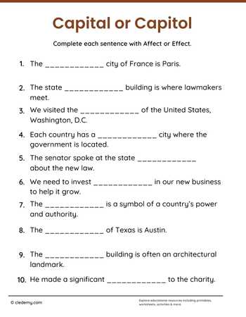 Capital and Capitol Word Practice