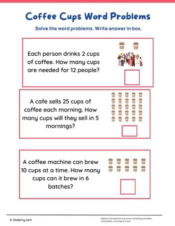Coffee Cups Word Problems