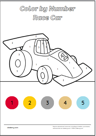 Color by Number Race Car