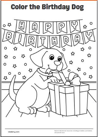 Color the Birthday Dog