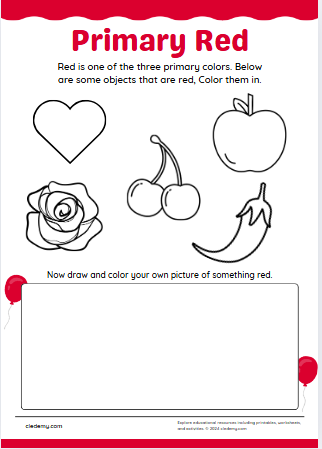 Coloring Pictures Primary Red